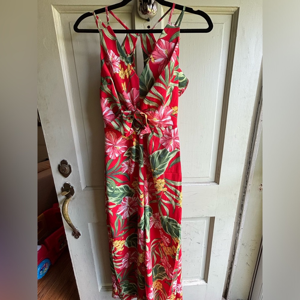 Brand new red tropical jumpsuit